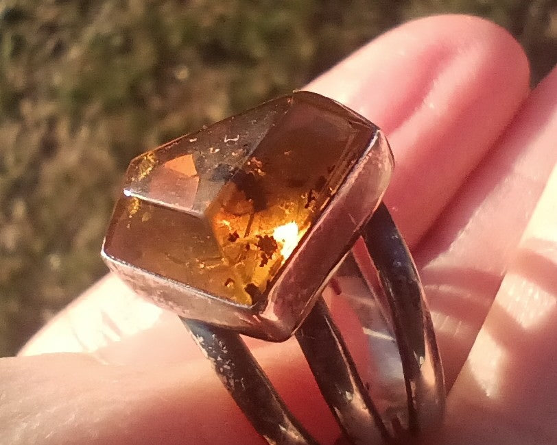 925 Silver Chiapas Amber Ring Taxco Mexico CH5814