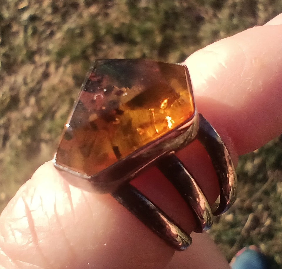 925 Silver Chiapas Amber Ring Taxco Mexico CH5814