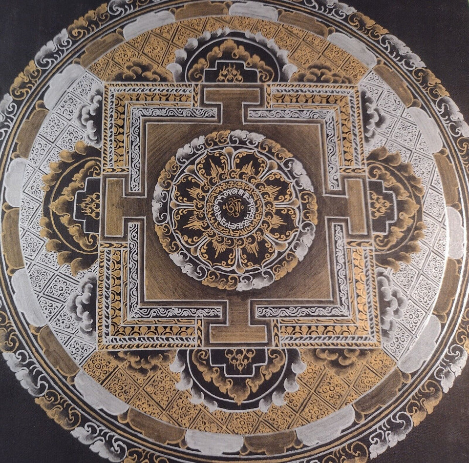 24 k gold silver Ohm Thangka Tanka Painting Nepal CH984
