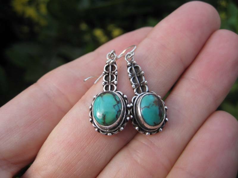 925 Silver Tibetan Turquoise Earrings Earring N3855