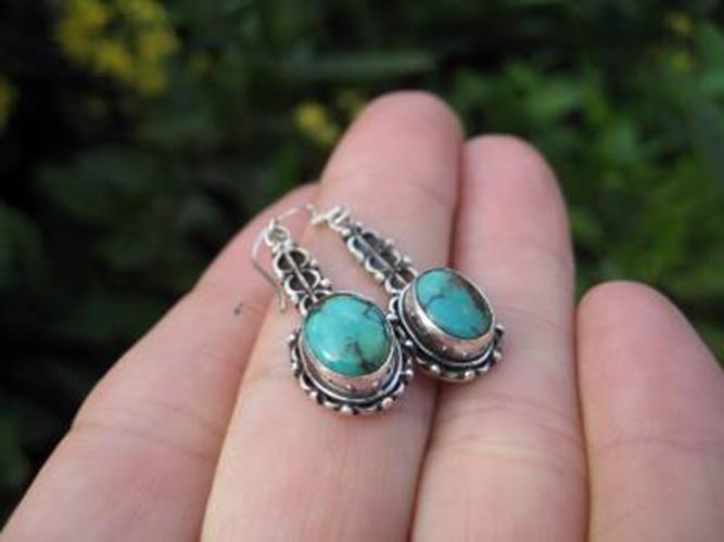 925 Silver Tibetan Turquoise Earrings Earring N3855