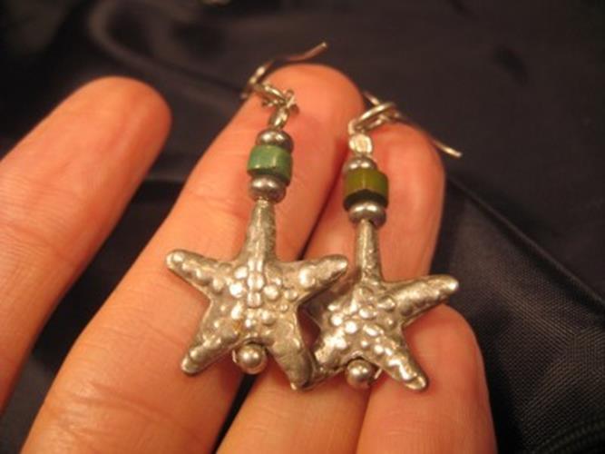 925 Silver starfish earrings Hill Tribe N3755
