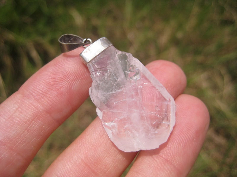 925 Silver Faden Quartz mineral stone Pendant Afghanistan Jewlery art A8