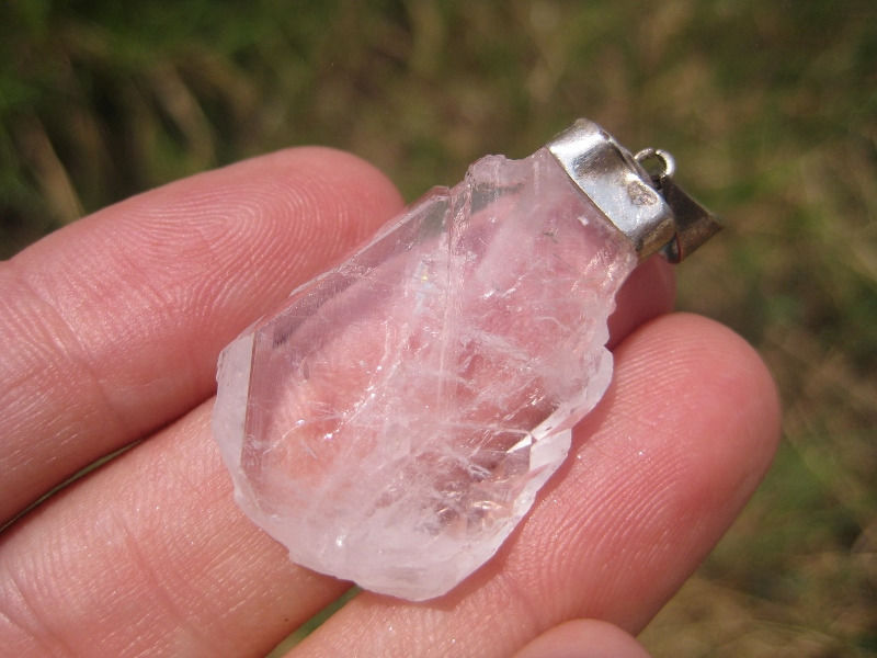 925 Silver Faden Quartz mineral stone Pendant Afghanistan Jewlery art A8