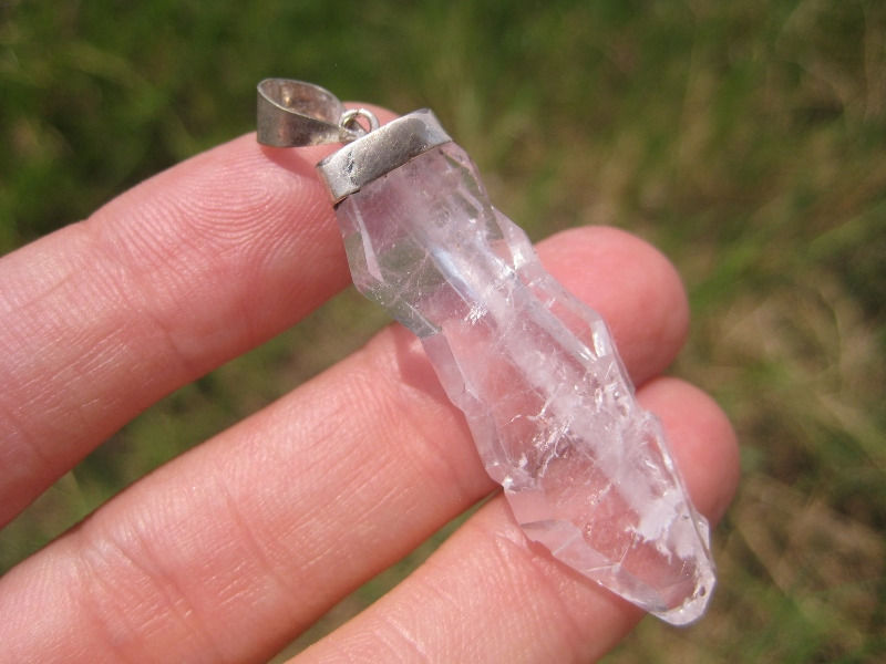 925 Silver Faden Quartz mineral stone Pendant Afghanistan Jewlery art A29