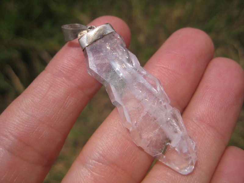 925 Silver Faden Quartz mineral stone Pendant Afghanistan Jewlery art A29