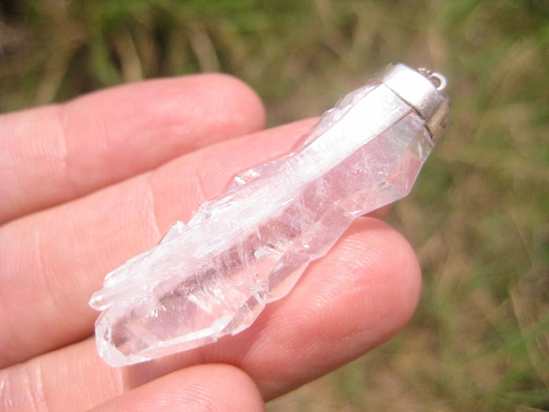 925 Silver Faden Quartz mineral stone Pendant Afghanistan Jewlery art A29