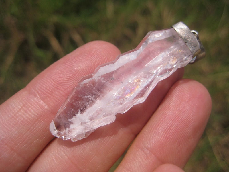 925 Silver Faden Quartz mineral stone Pendant Afghanistan Jewlery art A29