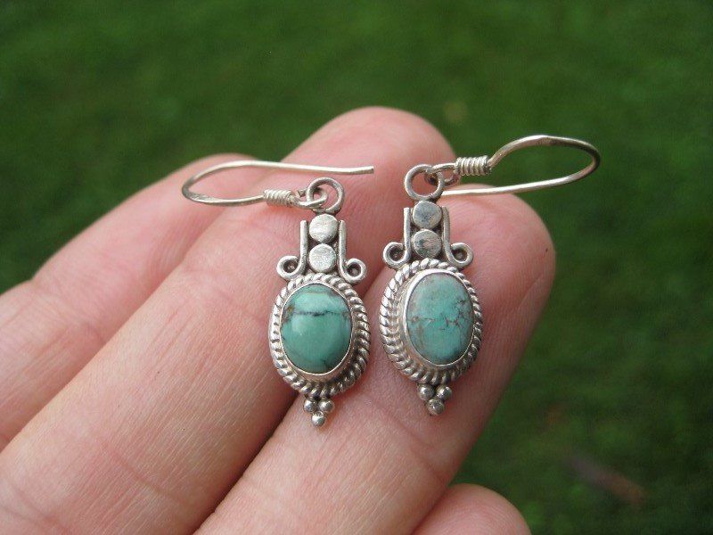 925 silver natural Tibetan stone turquoise Nepal jewelry art