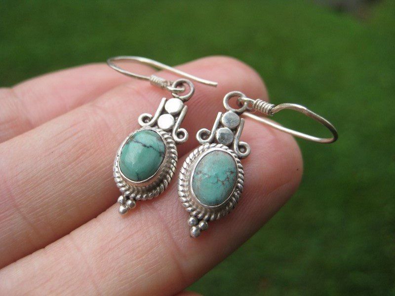 925 silver natural Tibetan stone turquoise Nepal jewelry art