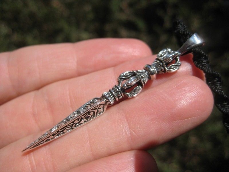 925 Silver Phurba Phurpa pendant necklace Thailand jewelry Himalayan art