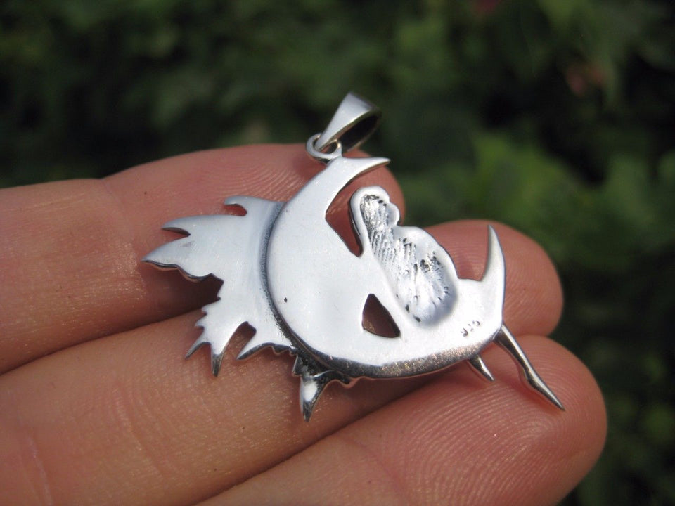 925 sterling silver fairy on moon pendant necklace A3