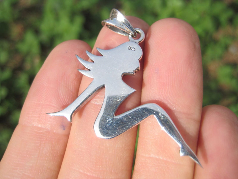 925 Sterling Silver Beautiful Naked Nude Lady Pendant Necklace A12