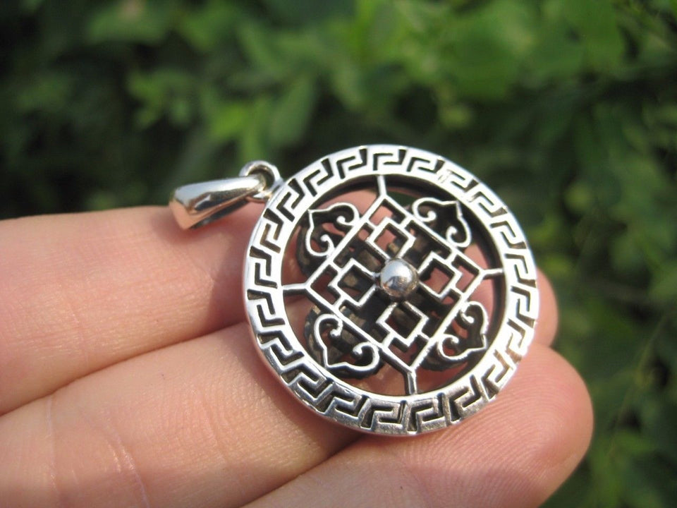 925 Silver Viswa Vajra Dorje Mandala pendant necklace jewelry art A3