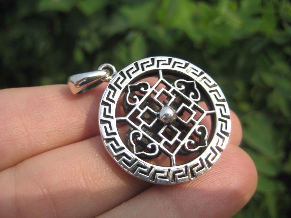 925 Silver Viswa Vajra Dorje Mandala pendant necklace jewelry art A3