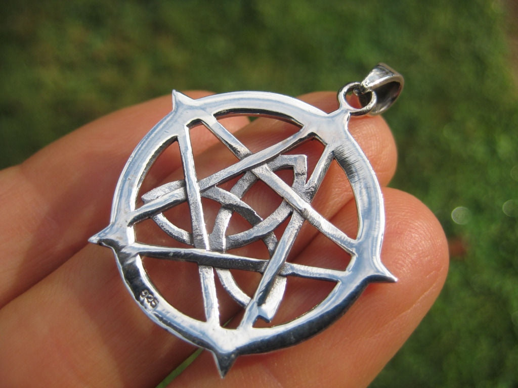 925 Sterling Silver Wicca Pentagram Pendant Necklace Wicca Magic