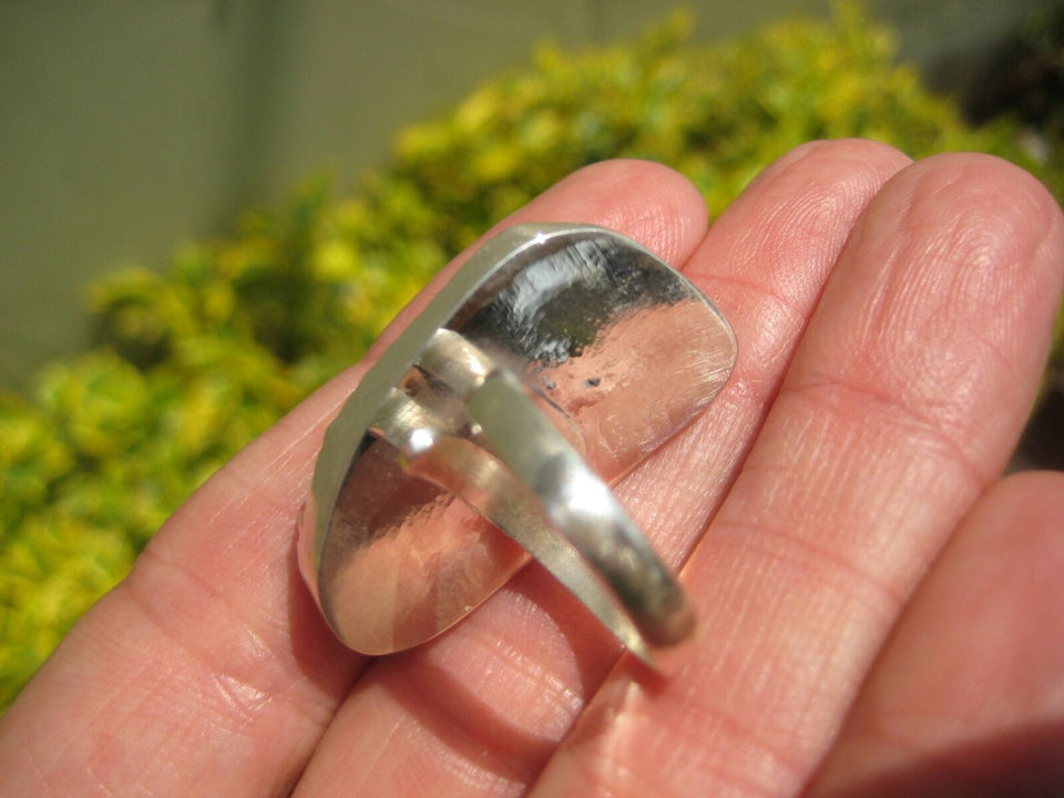 925 Silver Amber Ring Taxco Mexico Size 6 ( Adjustable ) A8566