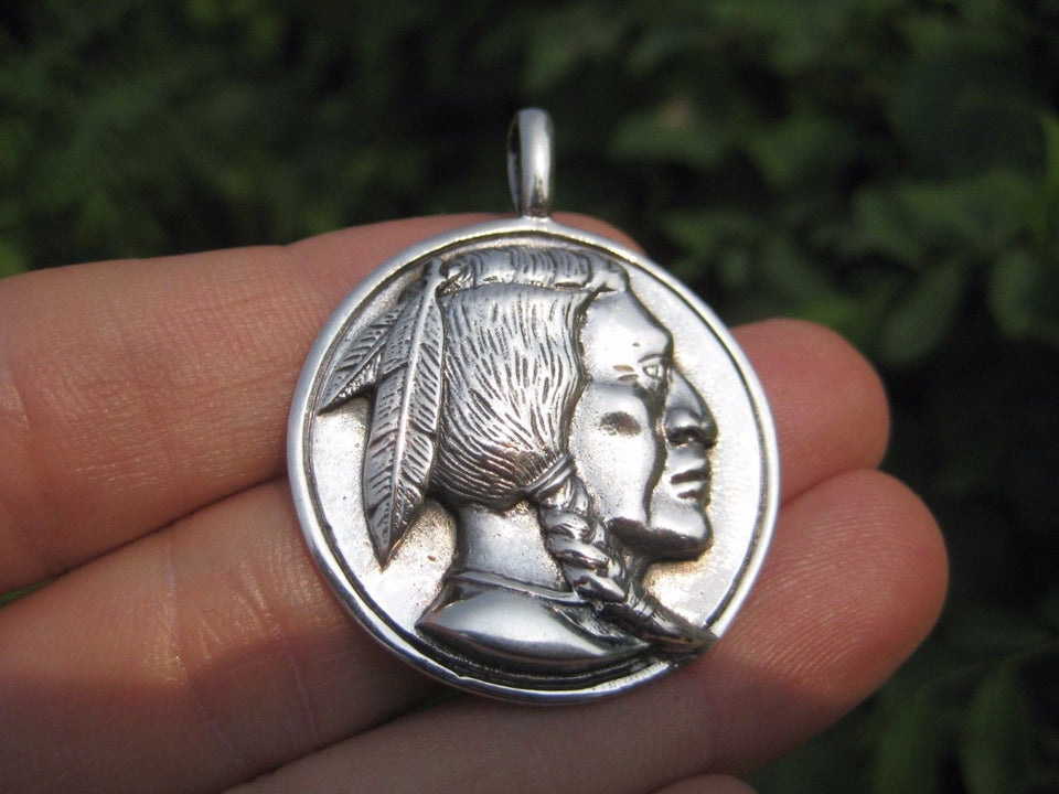 925 Silver Native American Indian pendant necklace Thailand jewelry art A2