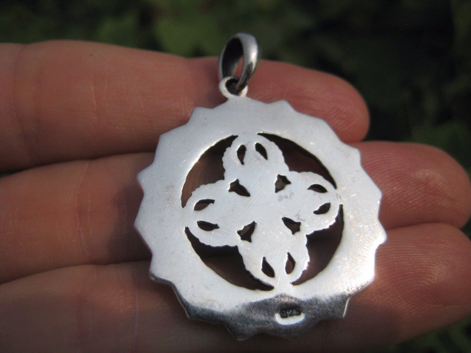 925 Silver Viswa Vajra Dorje pendant necklace jewelry art A2