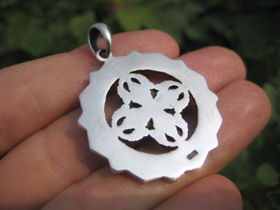 925 Silver Viswa Vajra Dorje pendant necklace jewelry art A2