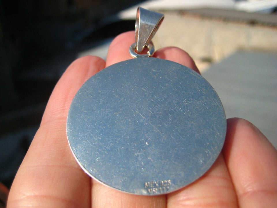 925 Silver Mayan Calendar Pendant Necklace Taxco Mexico A3486