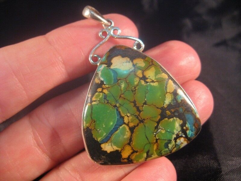 925 Silver Natural Turquoise Pendant Nepal Jewelry N3855
