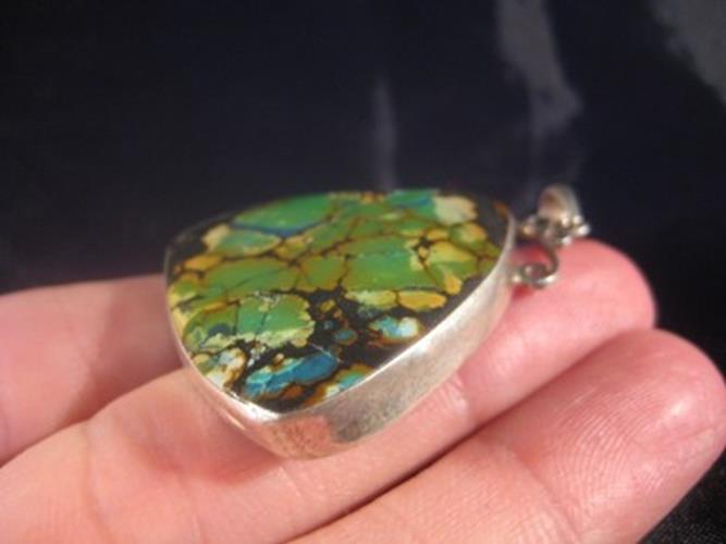 925 Silver Natural Turquoise Pendant Nepal Jewelry N3855