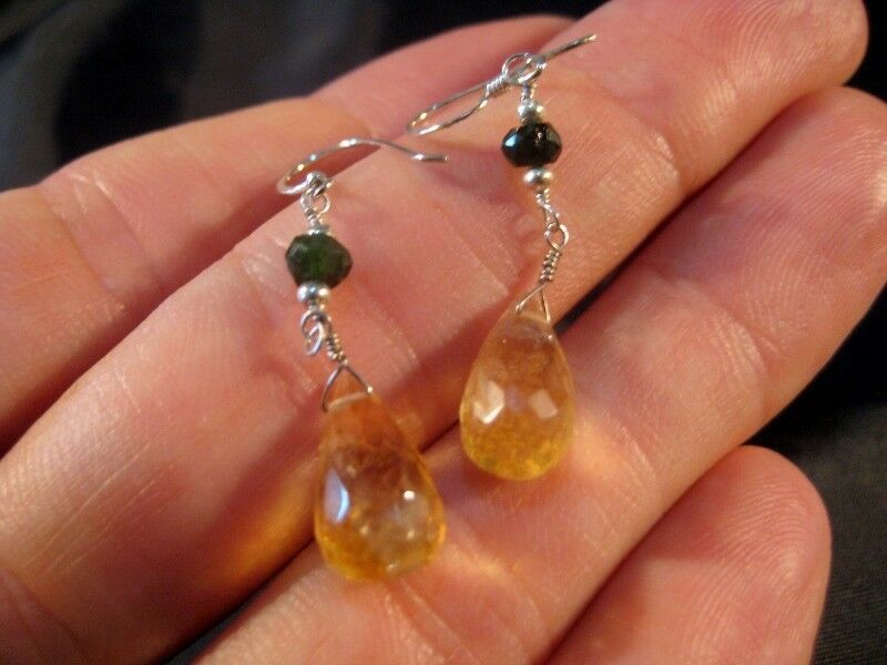 925 Silver Citrine crystal stone Earrings Afghanistan Jewelry N37866