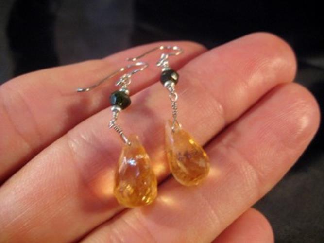 925 Silver Citrine crystal stone Earrings Afghanistan Jewelry N37866