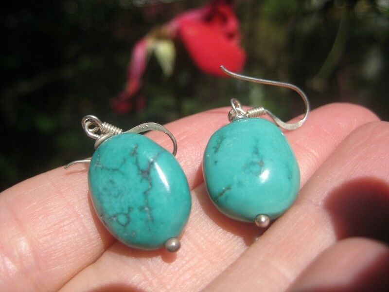 925 Silver Tibetan Turquoise earrings jewelry N3866