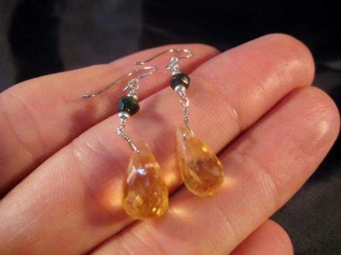 925 Silver Citrine crystal stone Earrings Afghanistan Jewelry N37866