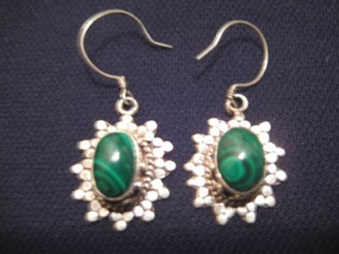 925 Silver Malachite Dangle Earring Earrings Jewelry N488
