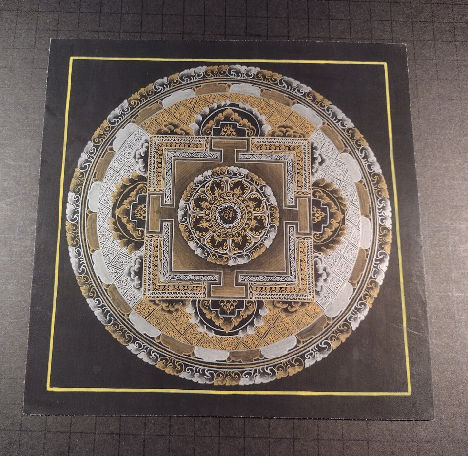 24 k gold silver Ohm Thangka Tanka Painting Nepal CH984
