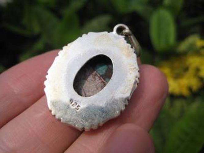 925 Silver Tibetan Turquoise stone crystal Pendant Necklace Nepal N7544