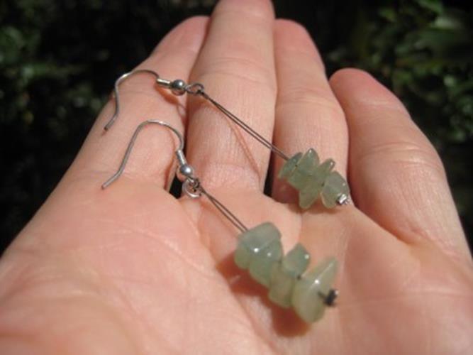 925 Silver Aventurine crystal stone earrings Thailand Jewelry N3755