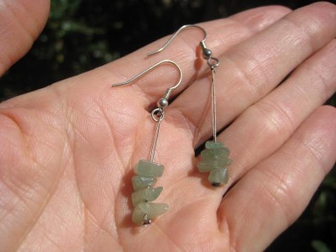 925 Silver Aventurine crystal stone earrings Thailand Jewelry N3755