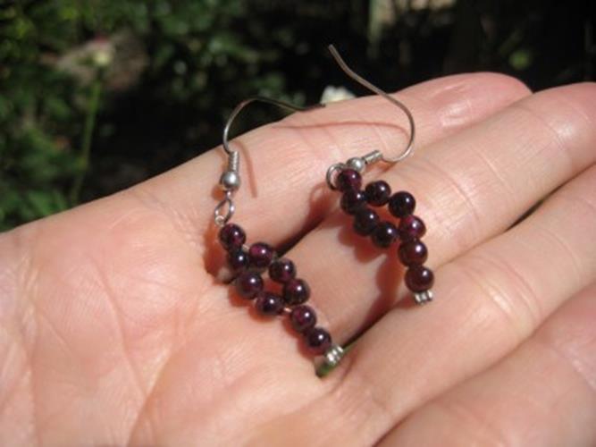 925 Silver Garnet crystal stone earrings earring Thailand N2644