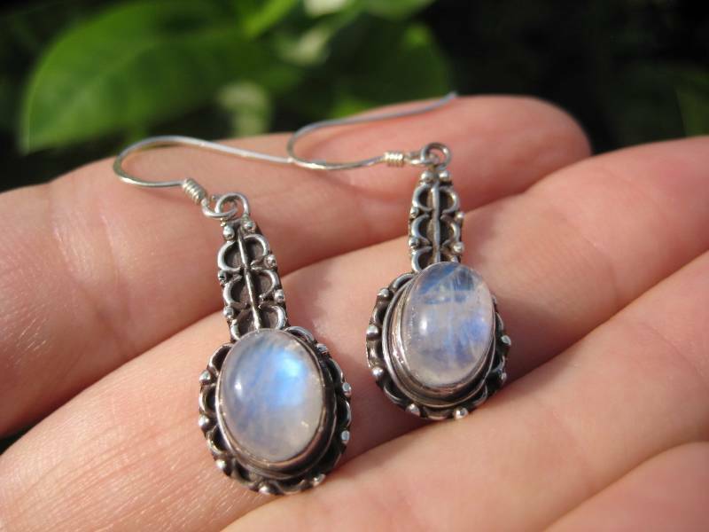 925 Silver Moonstone pair Earrings Earring N4866