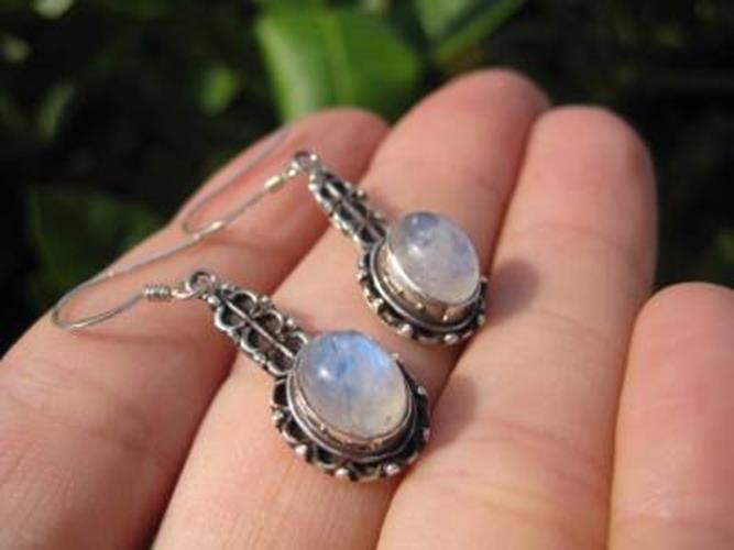 925 Silver Moonstone pair Earrings Earring N4866