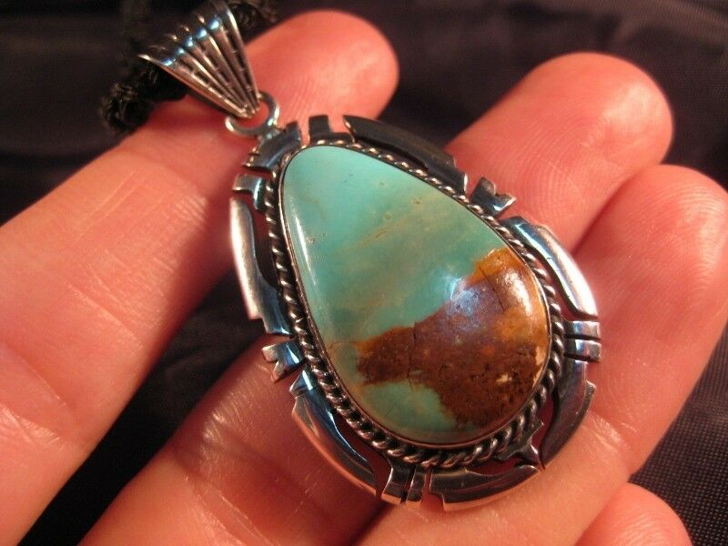 925 Silver Arizona Turquoise crystal stone Pendant Necklace N37566