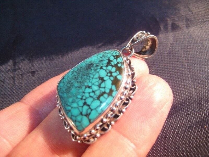 925 Silver Tibetan Turquoise stone Pendant Nepal N3755