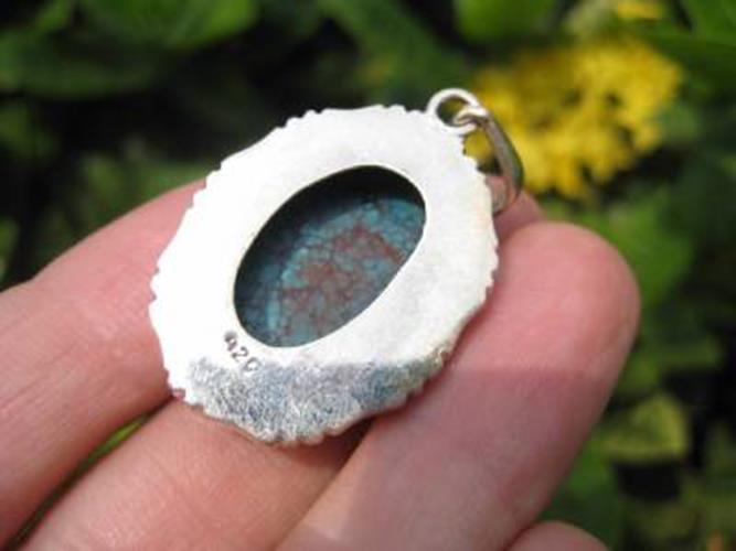 925 Silver Tibetan Turquoise stone crystal Pendant Necklace Nepal N3655