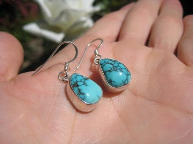 925 Silver Himalayan Turquoise earrings Nepal  N3877