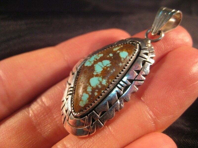 925 Silver Arizona Turquoise crystal Pendant Necklace Jewelry N4655