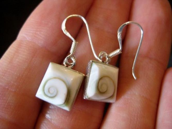 925 Silver Shiva eye sea shell earrings Thailand N3755