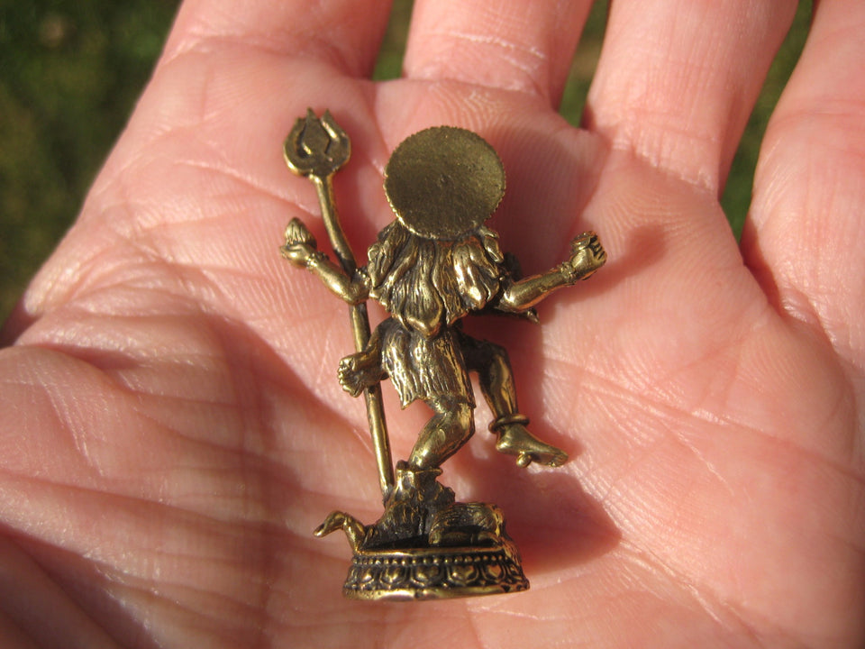 Small Brass metal Shiva statue Amulet Hindu Dance of Destruction A8266