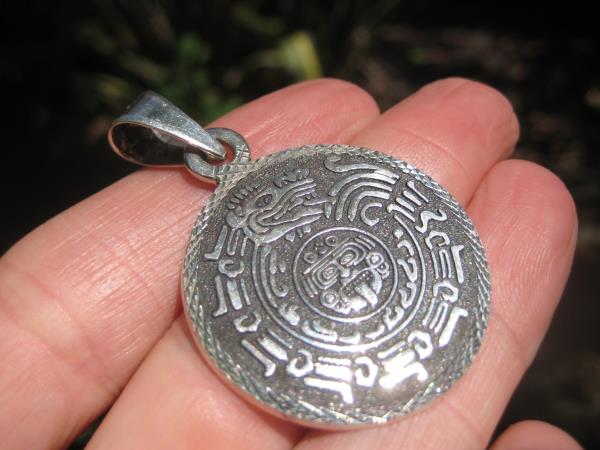925 Silver Mayan God Head Pendant Necklace Taxco Mexico A3766