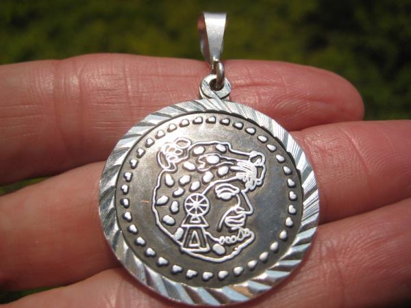 950 Jaguar King Mayan Aztec God Pendant Necklace Taxco Mexico A89204