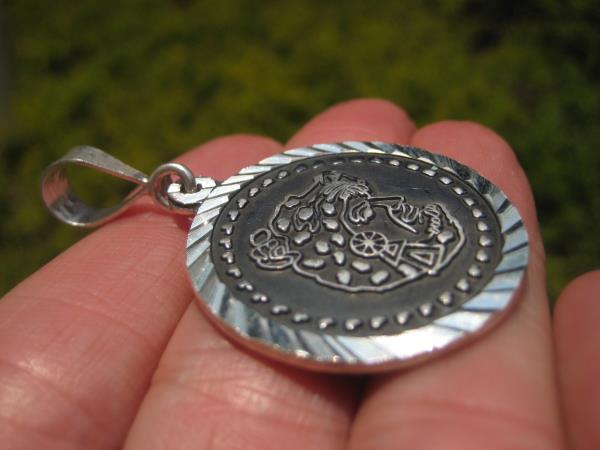 950 Jaguar King Mayan Aztec God Pendant Necklace Taxco Mexico A89204