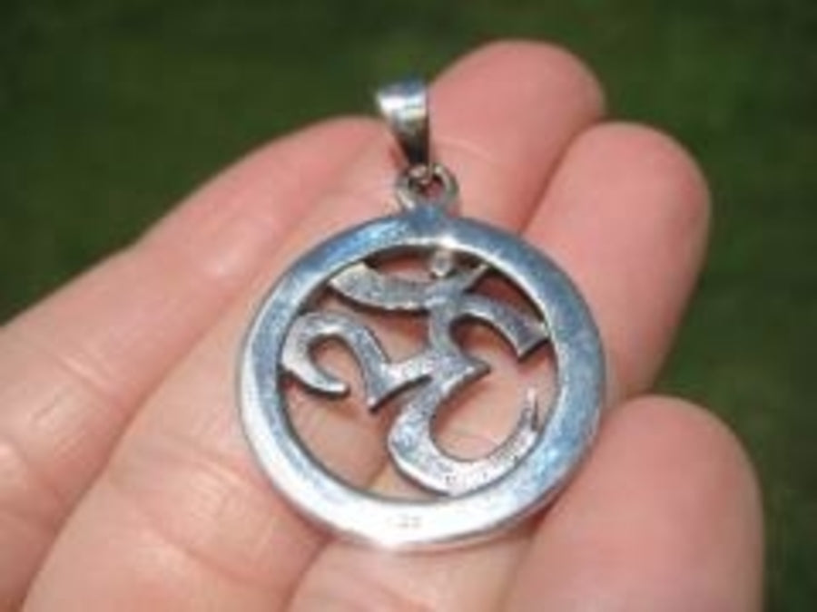 925 Silver Ohm Spiritual Symbol Buddhist Pendant